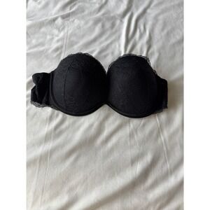 La‎ Senza Lace Strapless Push Up Bra Black 38B Coquette Goth Dark Romance